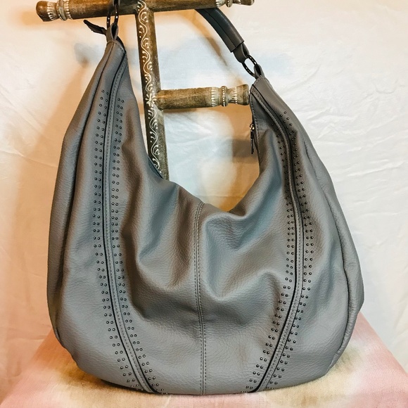 Kilamal Handbags - Gray Studded Kilamal Leather Shoulder Bag Purse